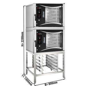 GGM GASTRO - 2x Four combiné de boulangerie - Digital - 5x EN 80x40 - incl. Support & Châssis en tôle