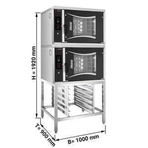 GGM GASTRO - 2x Four combiné de boulangerie - Digital - 6x EN 60x40 - incl. Support & Porte-plaque