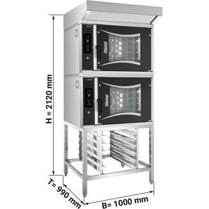 GGM GASTRO - 2x Four de boulangerie à gaz à air chaud - Digital - 6x EN 60x40 - Hotte & Support inclus