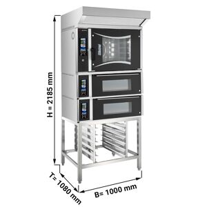 GGM GASTRO - Four combiné de boulangerie - Touch - 6x EN 60x40 - incl. 2 Fours à pizza, Hotte & Support