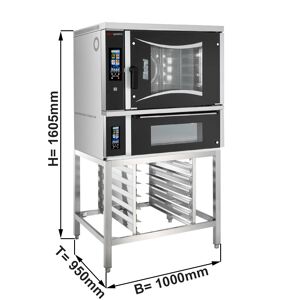 GGM GASTRO - Four combiné de boulangerie - Tactile - 6x EN 60x40 - Four à pizza & Support inclus