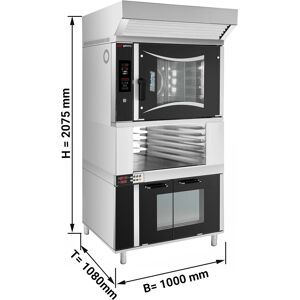 GGM GASTRO - Four de boulangerie à gaz à air chaud - Digital - 6x EN 60x40 - hotte, Armoire de fermentation & Support inclus