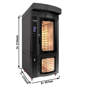 GGM GASTRO - Four rotatif de boulangerie à air chaud - Touch - 10x EN 60x40 - avec armoire de fermentation & système de lavage Noir