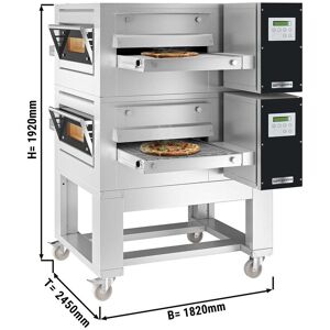 GGM Gastro - (2 pieces) Four electrique a passage - 1850x2450mm - Digital - Largeur de bande : 1000mm - support inclus Argent