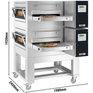 GGM Gastro - (2 pieces) Four a gaz a passage - 1980x2450mm - Digital - Largeur de bande : 1000mm - support inclus Argent