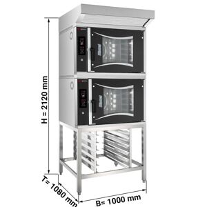 GGM Gastro - 2x Four combine de boulangerie - Digital - 6x EN 60x40 - Hotte & Support inclus