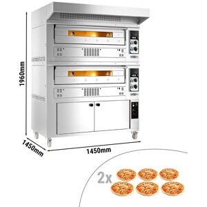 GGM Gastro - Four a pizza a gaz - 6x 35cm - Manuel - incl. hotte & armoire de fermentation Argent