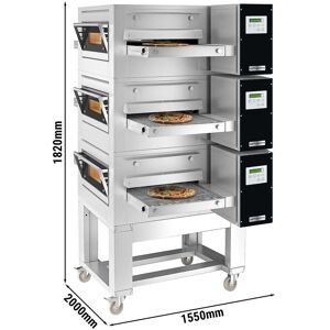 GGM Gastro - (3 pieces) Four a gaz a passage - 1550x2000mm - Digital - Largeur de bande : 650mm - support inclus