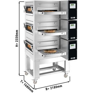 GGM Gastro - (3 pieces) Four a gaz a passage continu - 1680x2180mm - Digital - Largeur de bande : 800mm - support inclus