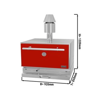 GGM Gastro - Four a charbon de bois rouge Argent / Rouge