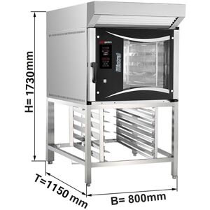 GGM Gastro - Four electrique a air chaud de boulangerie - Digital - 5x EN 60x40 - hotte, support inclus Argent / Noir