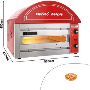 GGM Gastro - Mini four a pizza electrique - Rouge - 1x 34cm - Manuel Argent / Rouge