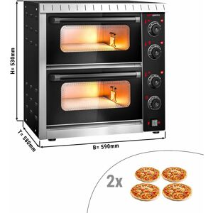 GGM Gastro - Four a pizza electrrique mini - 4+4x 20 cm - manuel Noir