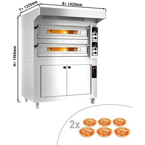 GGM Gastro - Four a pizza electrique - 6+6x 33cm - Manuel - incl. hotte & armoire de fermentation Argent