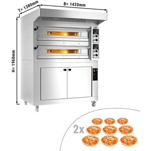 GGM Gastro - Four a pizza electrique - 9+9x 33cm - Manuel - incl. hotte & armoire de fermentation Argent