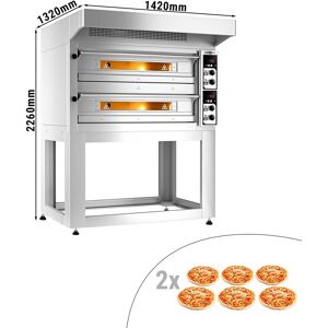 GGM Gastro - Four a pizza electrique - 6+6x 33cm - Manuel - Hotte & support inclus Argent