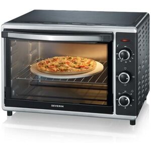 SEVERIN Mini-Four NOIR/INOX 1800 W - Capacité de 42L - Chaleur Tournante - Pierre à Pizza - Publicité