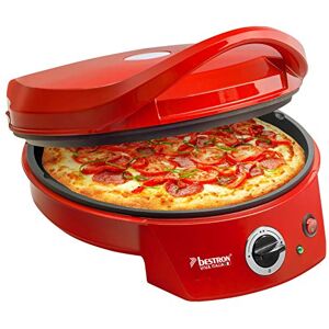 Bestron Four à Pizza Électrique, Four à Pizza Jusqu'à 230°C, Chauffage Haut/Bas pour Pizza Faite Maison Ou Surgelée, Tarte Flambée, Quiche Ou Wraps Jusqu'à Ø 27Cm, 1800 Watts, Couleur: Rouge - Publicité