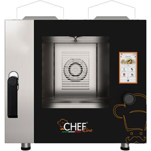 Chefook Four à Gaz Pour Restaurant Contrôle Tactile 5 Niveaux GN 1/1 (53x32,5 cm) à Vapeur Directe Avec Système de Lavage et Sonde de Température Inclus