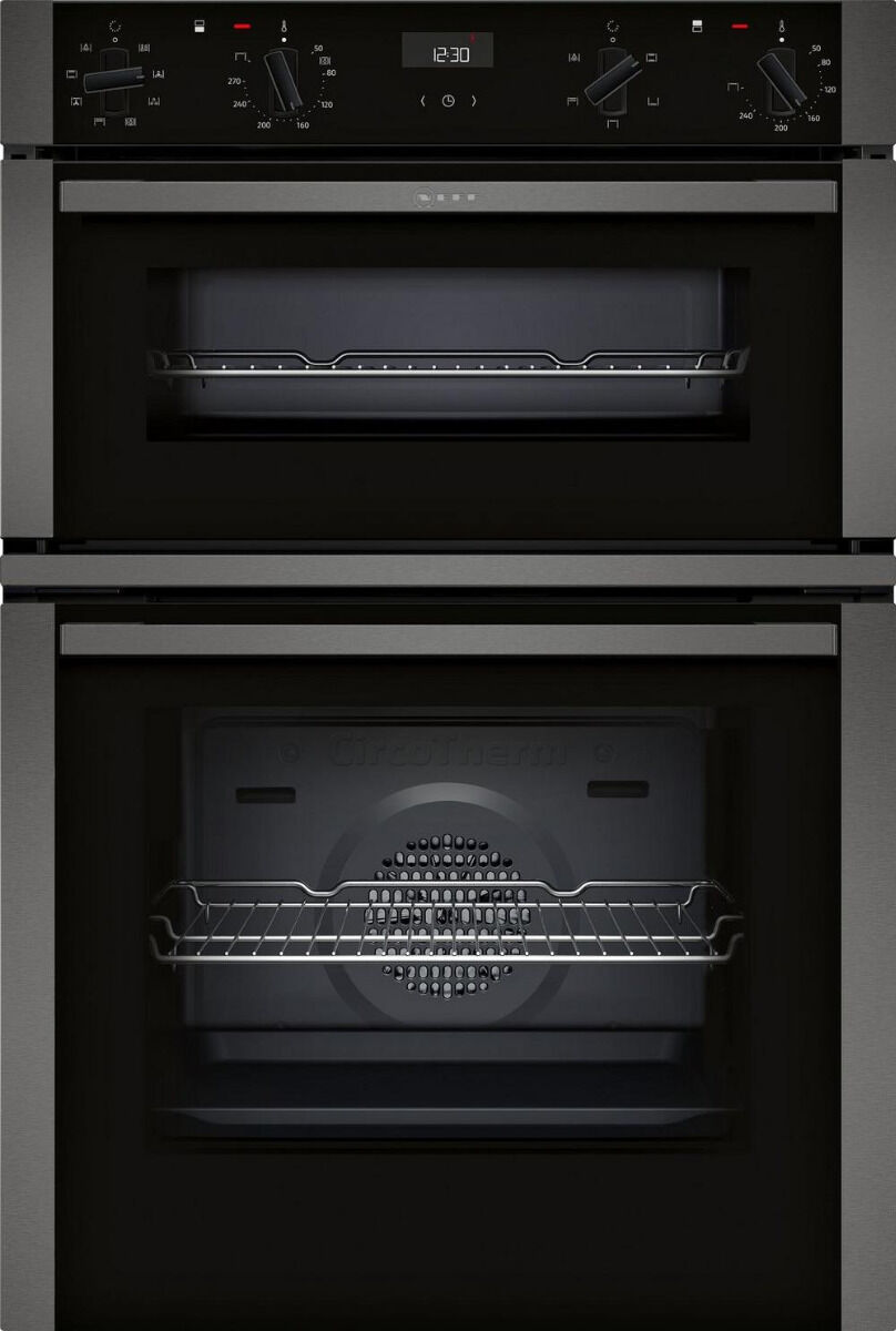 Neff U1ACE2HG0B Built In Electric Double Oven - Black with Graphite Trim