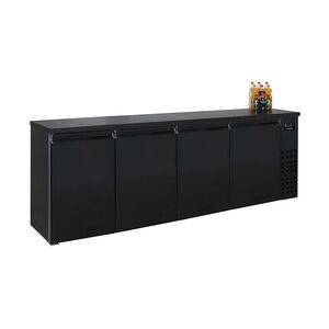 Gastro Barkühler Bar-Kühlschrank schwarz 4 Türen, 680 l, 2490x550x950 mm