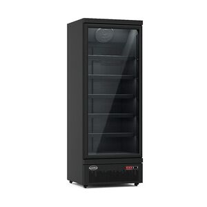 Mobiler Kühlschrank mit 1 Glastür Getränkekühlschrank Gastro 600 L 0/10°C ISO 45 mm Schwarz