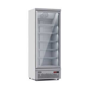 Mobiler Kühlschrank mit 1 Glastür Getränkekühlschrank Gastro 600 L 0/10°C ISO 45 mm Weiß