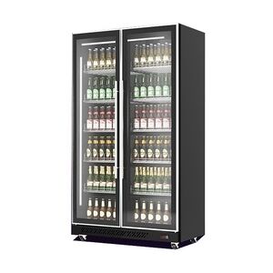 Mobiler Flaschenkühlschrank mit 2 Glastüren Getränkekühlschrank Kühlschrank Gastro 758 L 0/10°C ISO 48 mm