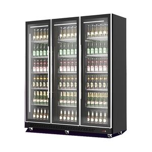 Mobiler Flaschenkühlschrank mit 3 Glastüren Getränkekühlschrank Kühlschrank Gastro 1173 L 0/10°C ISO 48 mm