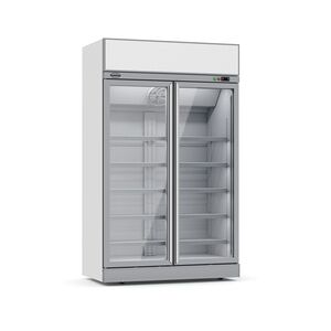 Mobiler Flaschenkühlschrank mit 2 Glastüren Getränkekühlschrank Kühlschrank Gastro 1000 L 0/10°C ISO 45 mm