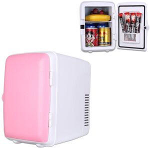 shopnbutik Vehicle Auto Portable Mini Cooler and Warmer 4L Refrigerator for Car and Home, Voltage: DC 12V/ AC 220V(Pink)