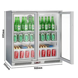 GGM GASTRO - Réfrigérateur bar - 900mm - 220 litres - avec 2 portes battantes en verre - Gris Gris