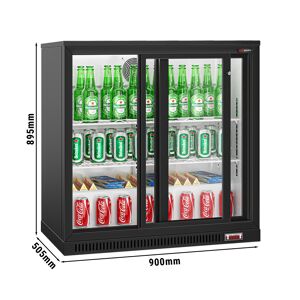 GGM GASTRO - Réfrigérateur bar - 900mm - 220 litres - avec 2 portes coulissantes en verre - Noir Noir