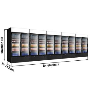 GGM GASTRO - (5 pièces) Réfrigérateur à boissons - 6000 litres - Design sans cadre - 10 portes vitrées & présentoir publicitaire Noir