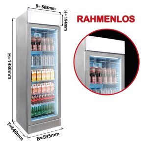 GGM GASTRO - Réfrigérateur à boissons - 345 litres - design sans cadre - 1 porte vitrée & Présentoir publicitaire Gris