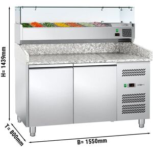 GGM Gastro - Table refrigeree pour pizzas ECO - 1500x800mm - avec 2 portes - vitrine refrigeree incluse