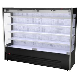 GGM Gastro - Vitrine refrigeree murale - 2525mm - avec eclairage LED, portes vitrees & 4 etageres Noir