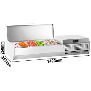 GGM Gastro - Vitrine refrigeree PREMIUM PLUS - 1493x353mm - 6x GN 1/4 Argent