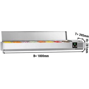 GGM Gastro - Vitrine refrigeree PREMIUM - 1800x395mm - 8x GN 1/3 Argent