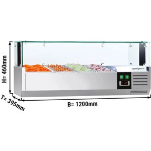 GGM Gastro - Vitrine refrigeree PREMIUM avec lumiere LED - 1200x395mm - 3x GN 1/3 + 1x GN 1/2 Argent