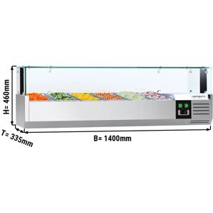 GGM Gastro - Vitrine refrigeree PREMIUM avec lumiere LED - 1400x335mm - 6x GN 1/4 Argent