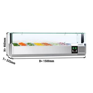 GGM Gastro - Vitrine refrigeree PREMIUM avec lumiere LED - 1500x335mm - 7x GN 1/4 Argent