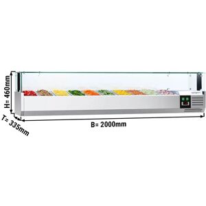 GGM Gastro - Vitrine refrigeree PREMIUM avec lumiere LED - 2000x335mm - 10x GN 1/4 Argent