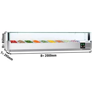 GGM Gastro - Vitrine refrigeree PREMIUM avec lumiere LED - 2000x395mm - 9x GN 1/3 Argent