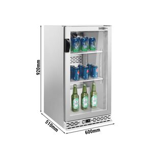 GGM Gastro - Refrigerateur bar - 600mm - 140 litres - avec 1 porte battante en verre - Inox Argent