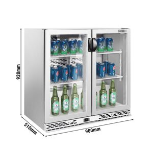 GGM Gastro - Refrigerateur bar - 900mm - 220 litres - avec 2 portes battantes en verre - inox Argent