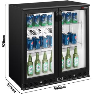 GGM Gastro - Refrigerateur bar - 900mm - 220 litres - avec 2 portes battantes en verre - Noir Noir