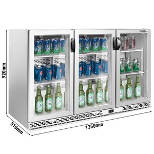 GGM Gastro - Refrigerateur bar - 1350mm - 330 litres - avec 3 portes battantes en verre - inox Argent