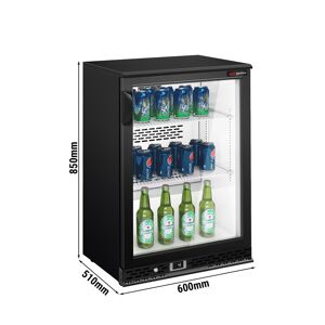 GGM Gastro - Refrigerateur bar - 600mm - 125 litres - avec 1 porte battante en verre - Noir Noir