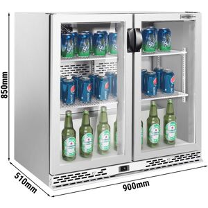 GGM Gastro - Refrigerateur bar - 900mm - 200 litres - avec 2 portes battantes en verre - Inox Argent